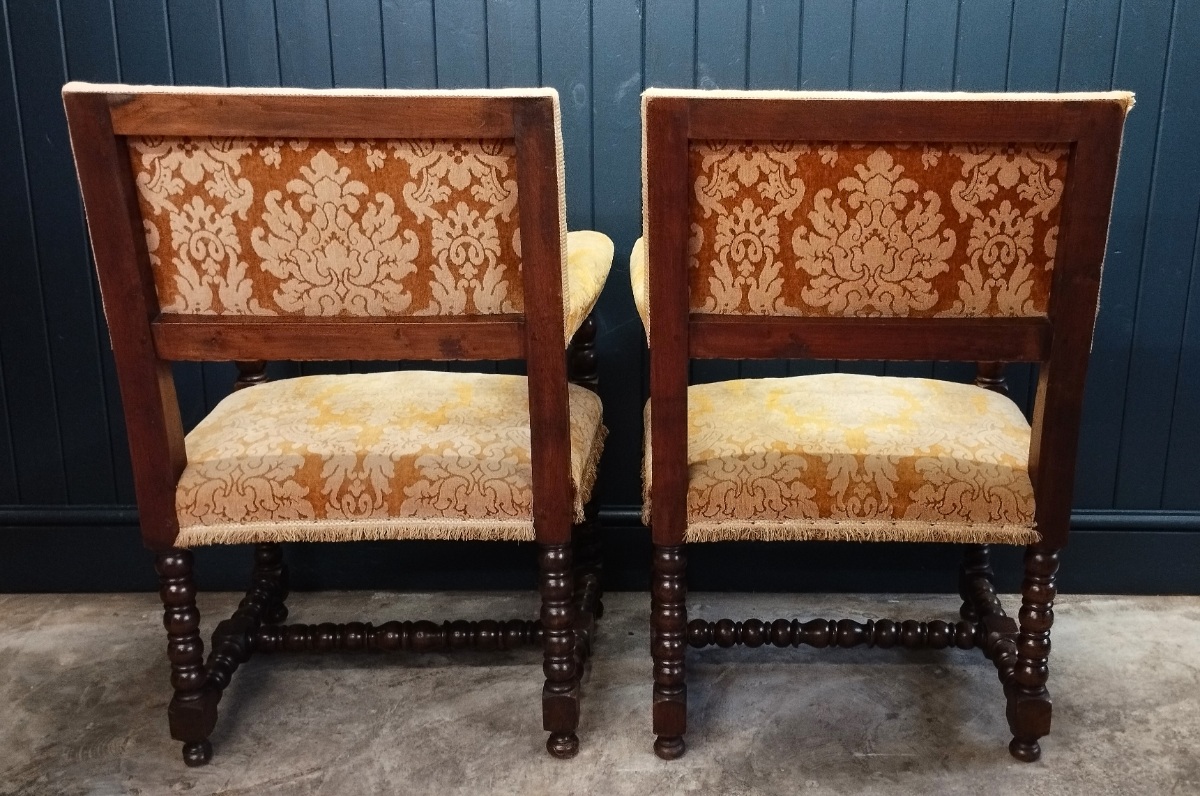 Pair of Italian Bobbin Turned Style Open Armchairs (6).jpg